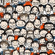 Seamless pattern with people crowd for your design N2