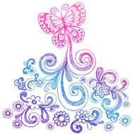 Butterfly Doodle Vector Illustration