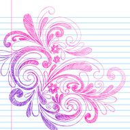 Hand-Drawn Doodle Swirls on Lined Paper