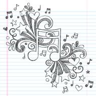 Music Note Sketchy Notebook Doodle Vector Design