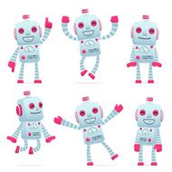 set of robot character in different poses