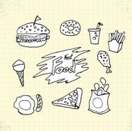 Doodle Fast Food on Paper