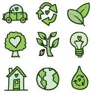 Recycling and environment doodle icon set