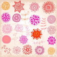 Hand-drawn spring flowers set