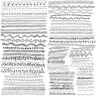 Hand drawn vector line border set design elements 80 pieces