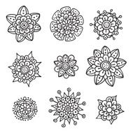 Doodle flower design elements