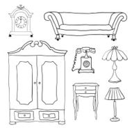 Set of vector icons for living room