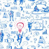 Doodle infographics seamless background