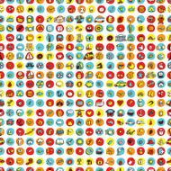 Icons and circles seamless pattern