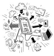 phone doodle set Hand-drawn vector illustration