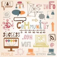 Hand-drawn communication doodle set