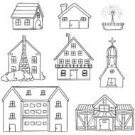 Houses collection in black and white