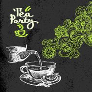 Tea vintage background Hand drawn sketch vector illustration M
