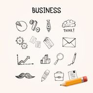 Set of business doodles vector icons hand drawn