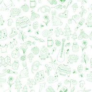 seamless doodle camping pattern