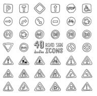 Vector set of doodles road sign icons