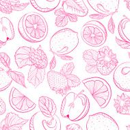 Seamless monochrome pattern fruit berry mix