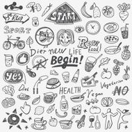 Health food diet - doodles set