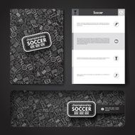 Vector template with hand drawn doodles soccer theme