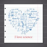 Chemistry and sciense elements doodles set Hand drawn sketch vector
