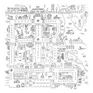 Doodle city map Isolated