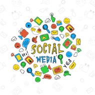Set of colorful social media icons