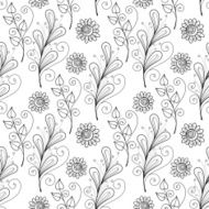 Vector Seamless Monochrome Floral Pattern N5