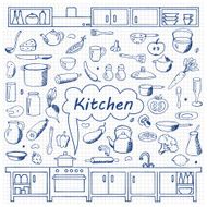 Set hand drawn kitchen doodles