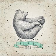 llustration of bear isolated onvintage background mormimg yoga! Eps 10