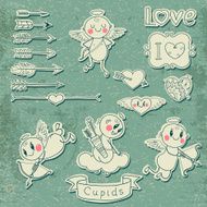 Cupids arrows hearts and other vintage elements