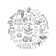 School tools sketch in a circle vector design illustration