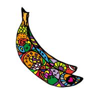 Zentangle colorful banana on white background