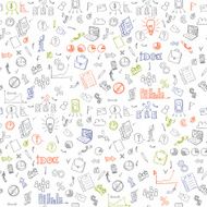 Business doodles seamless pattern vector illustration N2