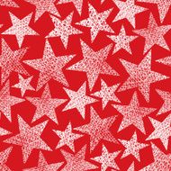 Red stars seamless pattern vector hand drawn background