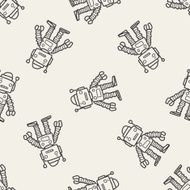 robot doodle seamless pattern background