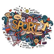 Sport hand lettering and doodles elements background N3