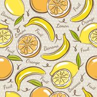 Background with bananas oranges and lemons