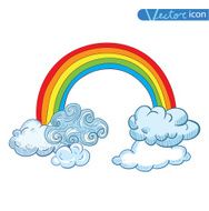 Doodle Clouds and rainbow Hand Drawn Vector