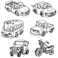 Vehicle collection in black and white
