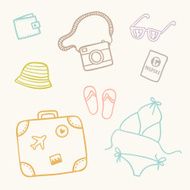 Hand drawn sketch travel set