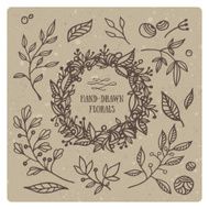 Hand-drawn set of floral elements