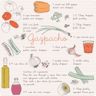 Food illustrations collection ingredients gazpacho recipe