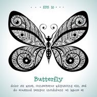 Ornamental hand drawn vintage vector butterfly