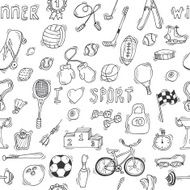 Sketch style sport seamless pattern