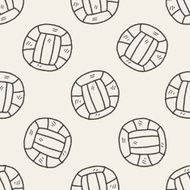 Volleyball doodle seamless pattern background