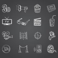 Hand drawn cinema icon set