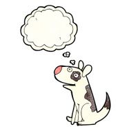 cartoon happy dog with thought bubble