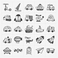doodle transport icons set