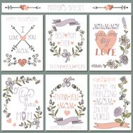 Vintage cards set Doodle floral decor Mothers day