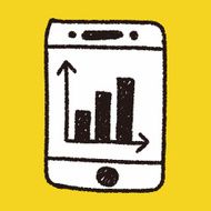 bussiness chart in cell phone doodle drawing